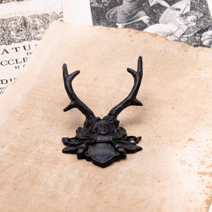Antiqued Black Pewter Antler Mount Wall Hook